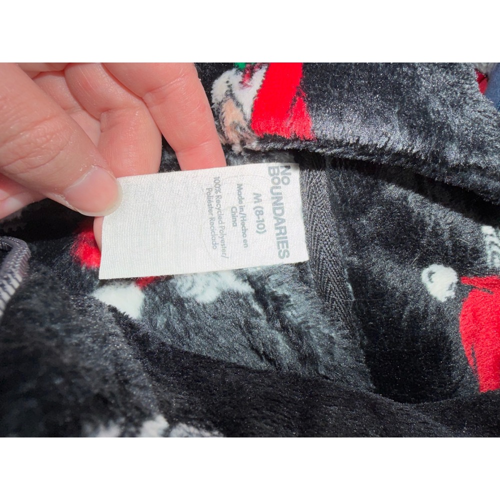 No Boundaries Mens Santa Claus Merry Christmas Plush Fleece Quarter Zip Black M - Picture 4 of 6